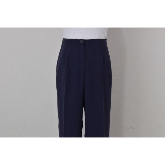 Vintage 90s Blue Flowy Polyester Trousers size 12P |‎ 30-32 waist - Picture 3 of 10